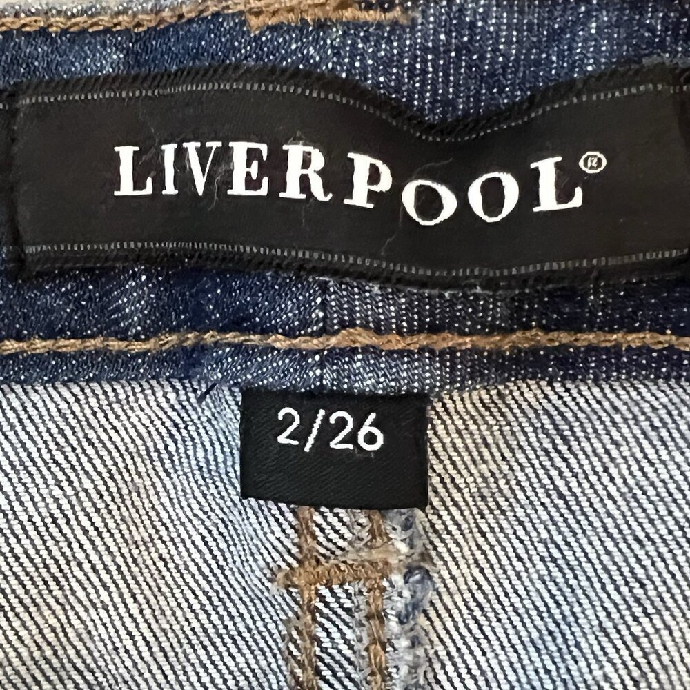 Liverpool Womens Straight Pencil Denim Skirt Size 2/26 Blue Flat Stretch Pockets - Picture 4 of 8